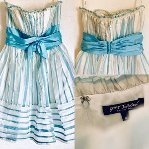 Betsey Johnson Silk Tulle Blue & White Dress